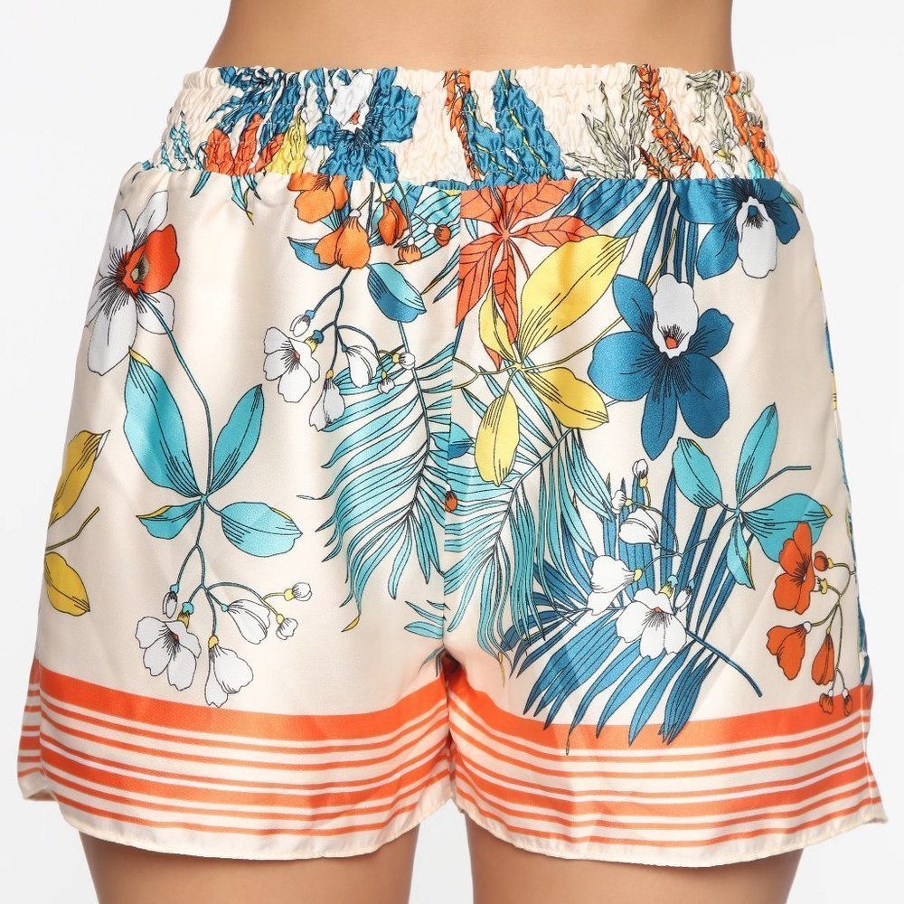 Fashion Nova - Tropical Satin Shorts (Multi-Color)